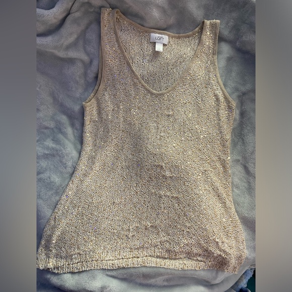 Women’s small tank top, netted material, Cream color, LOFT BRAND - Picture 1 of 3